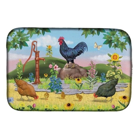 Carolines Treasures Carolines Treasures PRS4039DDM 14 x 21 in. Rooster & Water Pump Dish Drying Mat PRS4039DDM